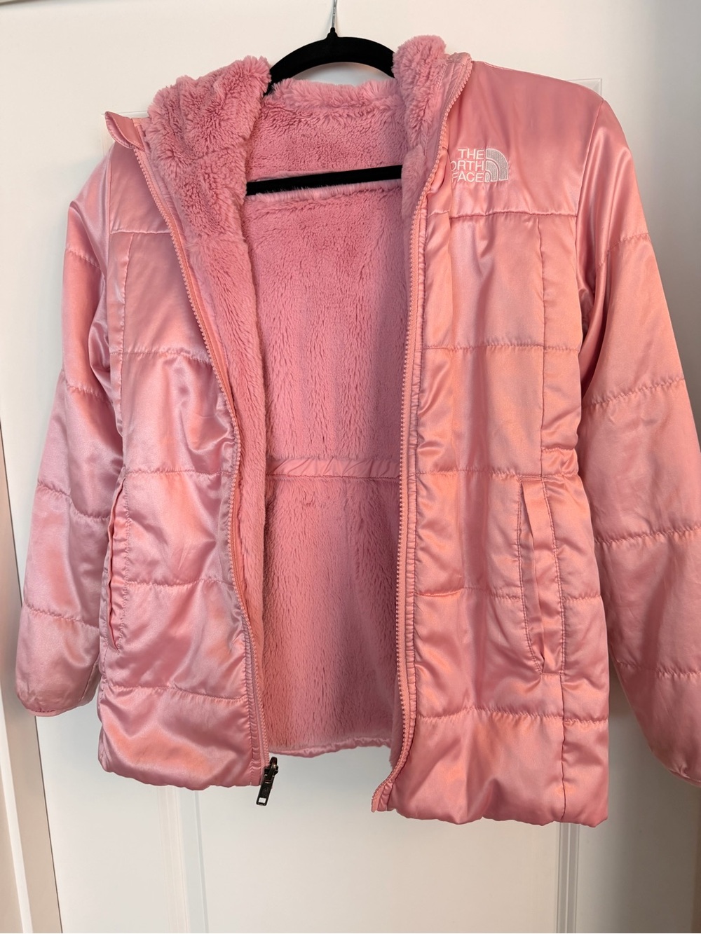The North Face Girls' Pink Reversible Insulated Puffer Jacket
